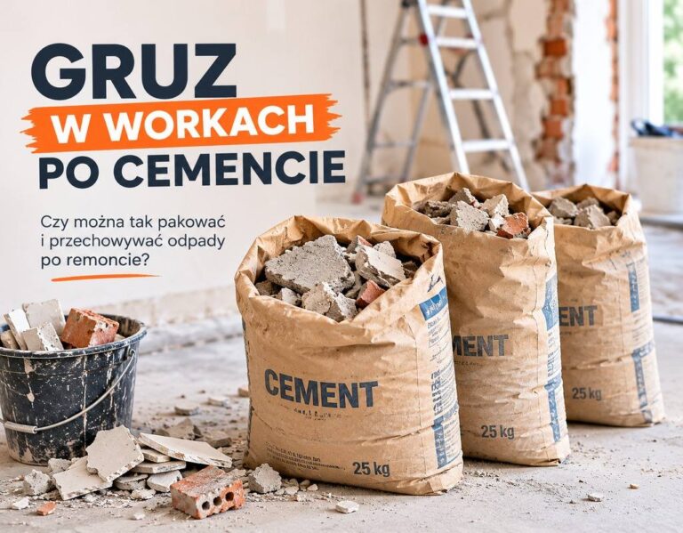 Gruz w workach po cemencie. Czy można tak pakować i przechowywać odpady po remoncie?